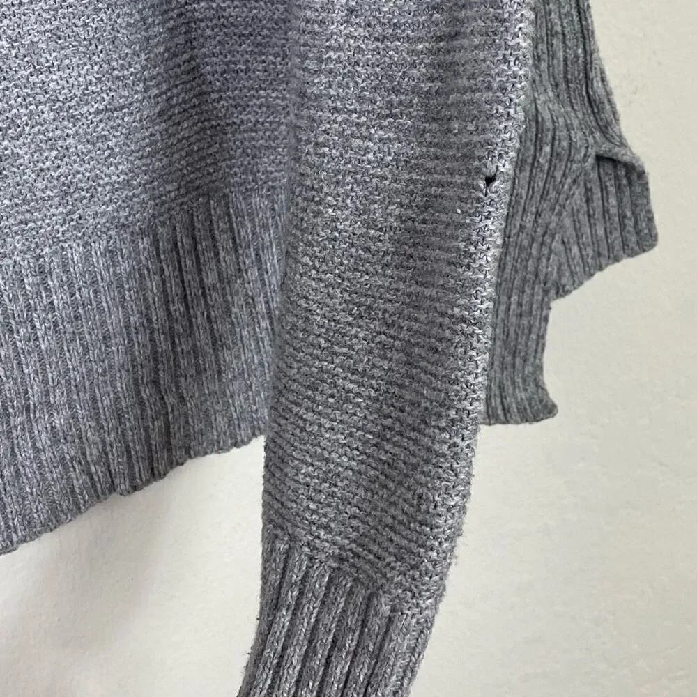 Madewell Textureworks Grey Ribbed Trim Knitted Crewneck Sweater Size S